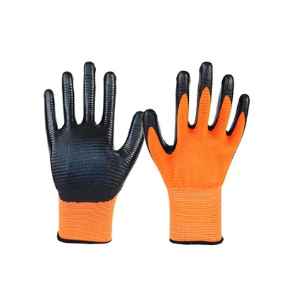 13 Needle Orange Ribbed Polyester Black Nitrile